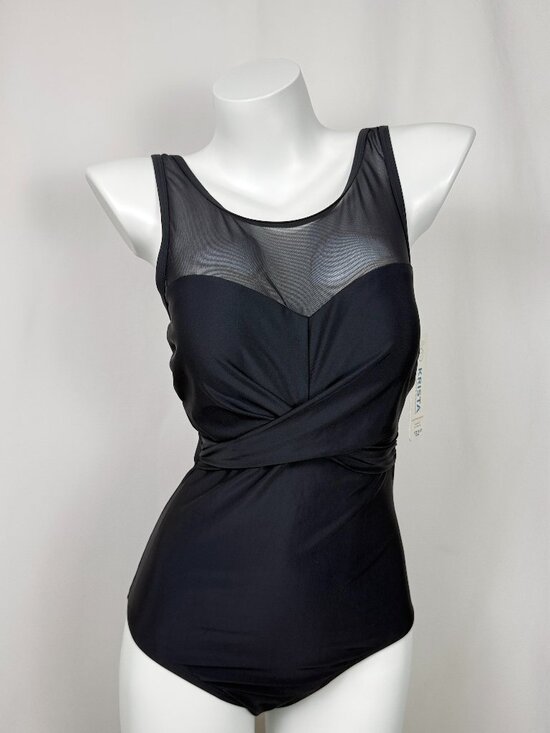 Krista Other - KRISTA Swimwear Womens High Neck Mesh One Piece Swimsuit Black Size M NWT